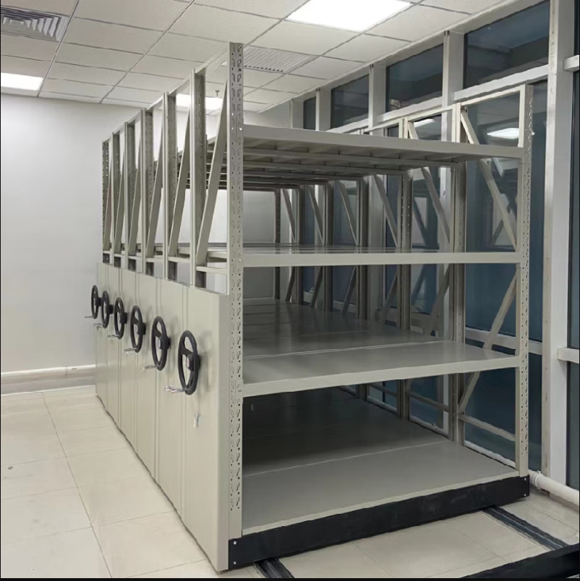 移动货架密集柜灰白色